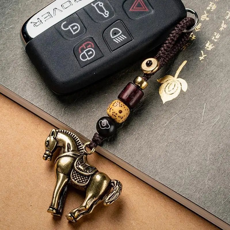 

2026 Year Of Chinese Zodiac Horse Lucky Pendant Keychain Copper Feng Shui Wealth Car Key Ring Women Men Bag Charm Jewelry Gift