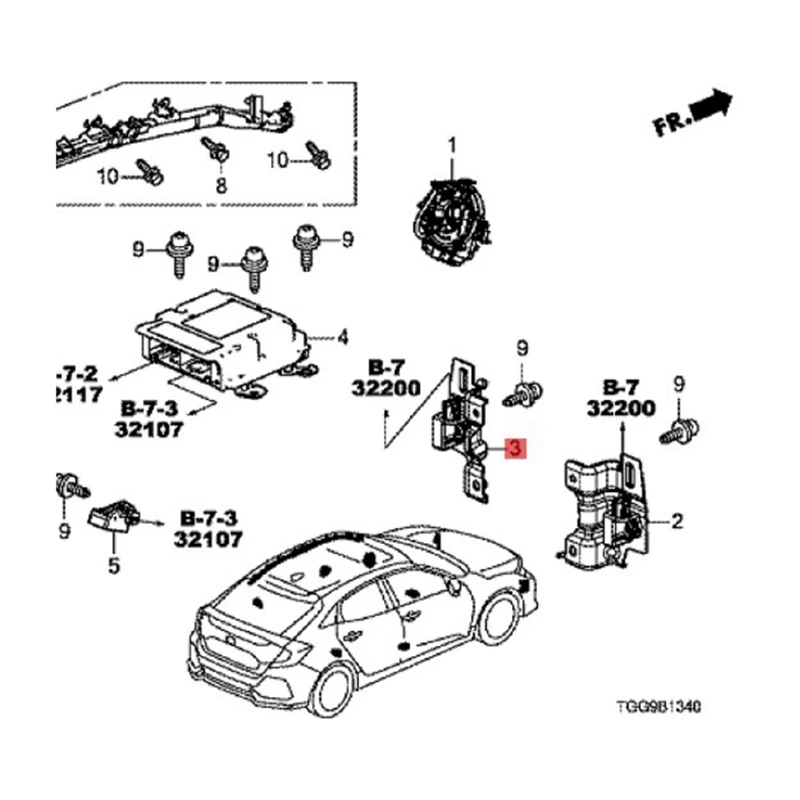 1Pair Car Front Impact Crash Sensor Assembly 77930-TBA-B21 77930-TBA-B11 For Honda Civic 2016-2021 77930-TEA-B210