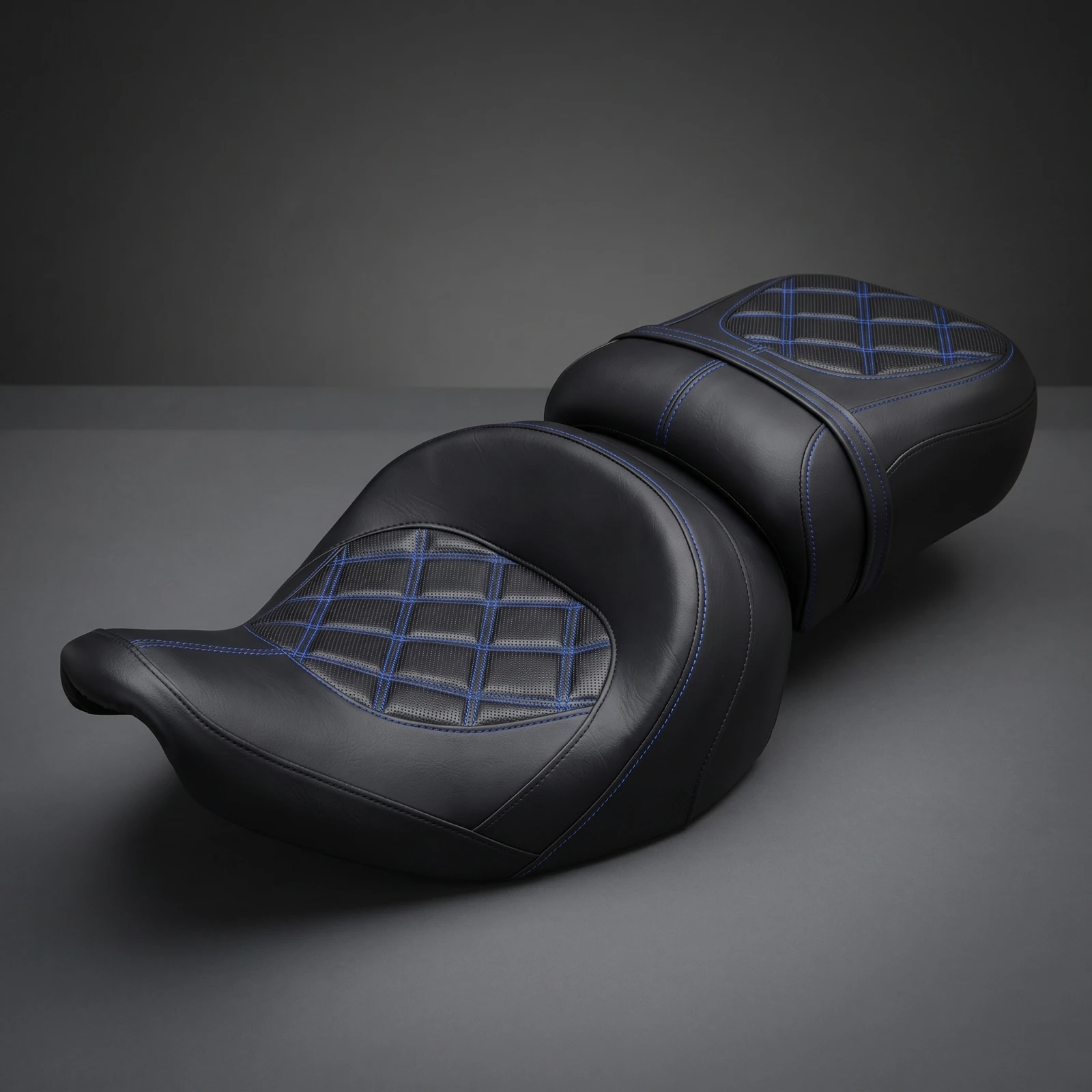 Motorcycle Seat Assembly Sculpted Seat with Quilted Panels Textured for Cruiser Motorcycles