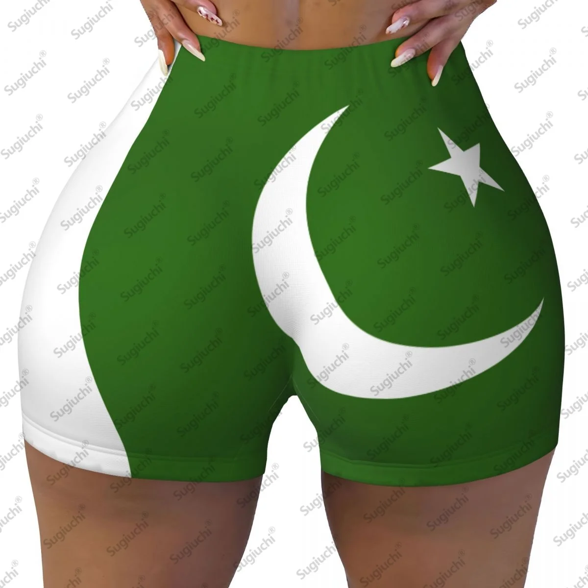 

2026 шорты для йоги с флагом Пакистана для женщин, шорты для тренировок, подтягивающие ягодицы, с высокой талией, шорты для бега в тренажерном зале