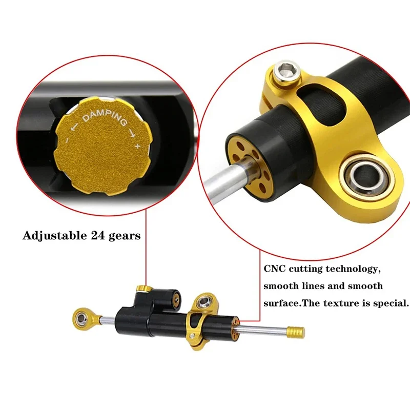 ユニバーサルアジャスタブルステアリングダンパー,モーターサイクル,指向性ダンピング,カワサキ,ホンダ,ヤマハ,BMW用