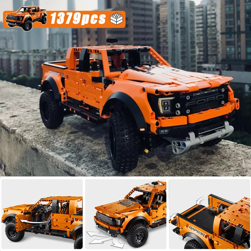 1379PCS Tech1 Compatible With 42126 Off-road Vehicle Ford Raptor Pickup Adult Puzzle Kids Building Blocks Boy Built-up Model Car