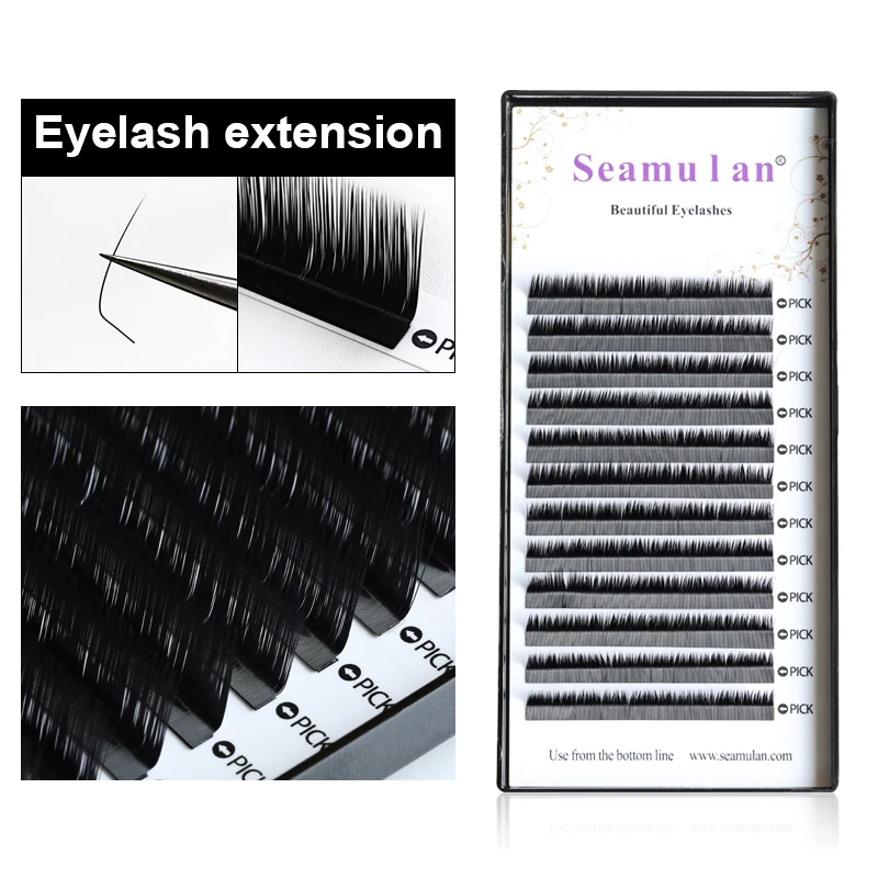 Seamulan Individual Lashes All Curl All Size Matte Black High Quality Russian Lashes Eyelashes Extension Manga Beautiful Lash