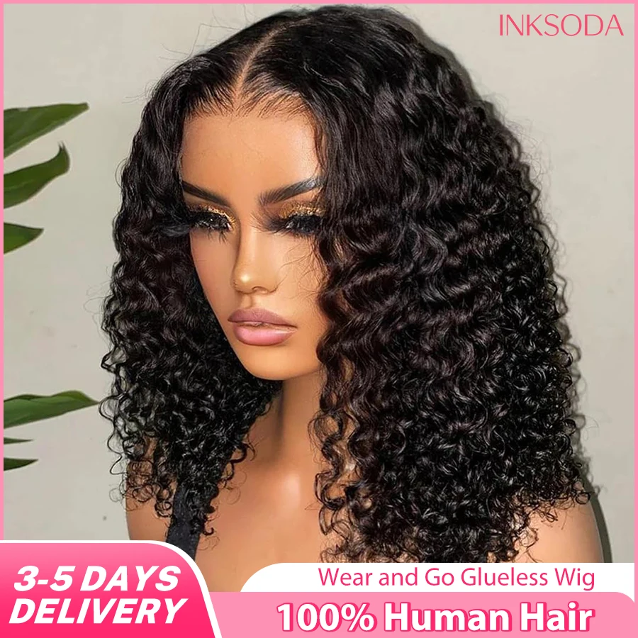 

Готовые к ношению вьющиеся парики Человеческие волосы Бесклеевой парик Боб Парики с кружевной передней частью Wear And Go Deep Wave Предварительно выщипанные парики с застежкой на шнурке