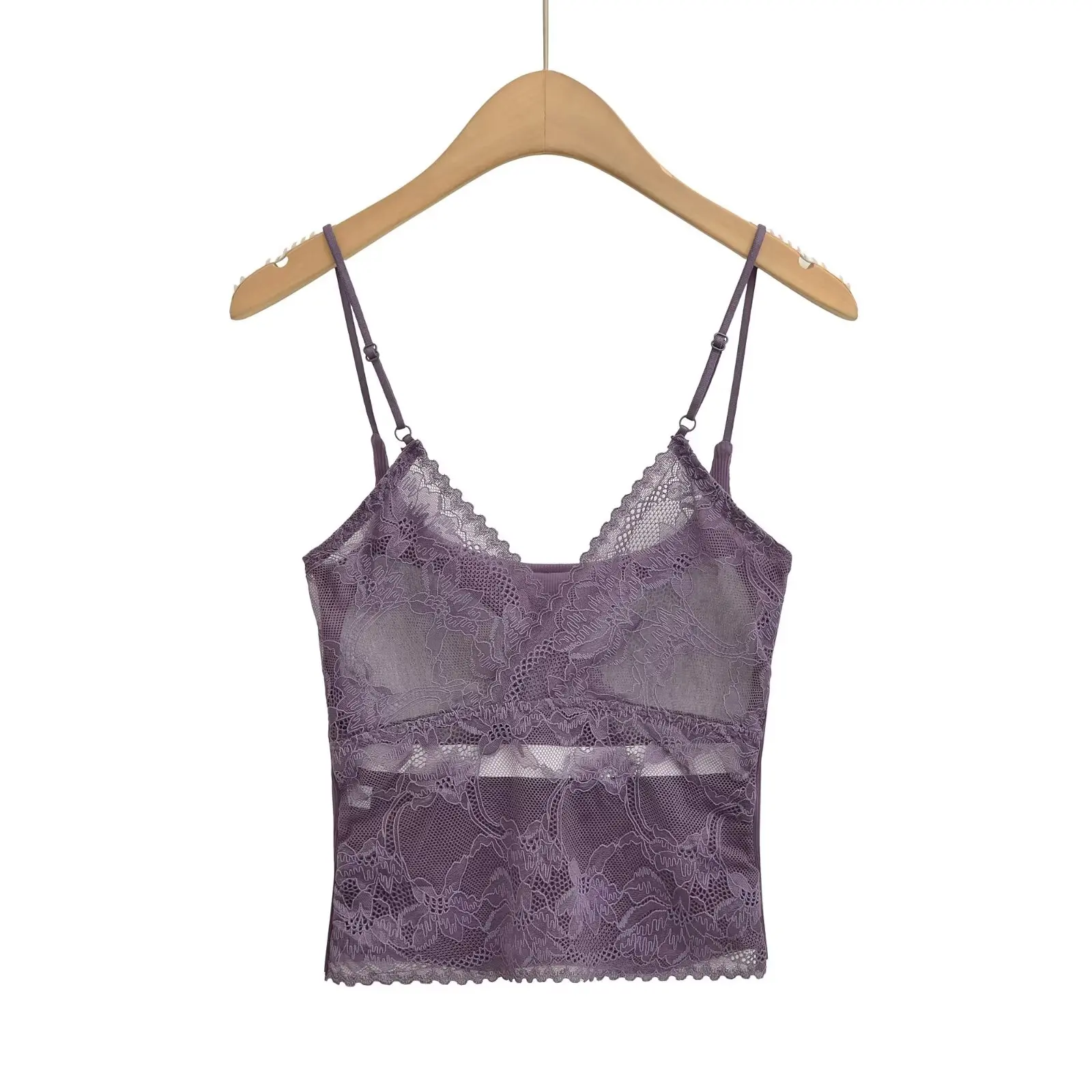 Sexy Lace Thin Backless Bra Pad Prevent Exposure Strap Pure Desire Internet Red Show Figure Slimming Versatile Women's Vest Top