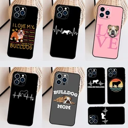 English Bulldog Heartbeat Case For iPhone 11 12 13 14 16 15 Pro Max Mini X XS Max XR Plus Cover Coque