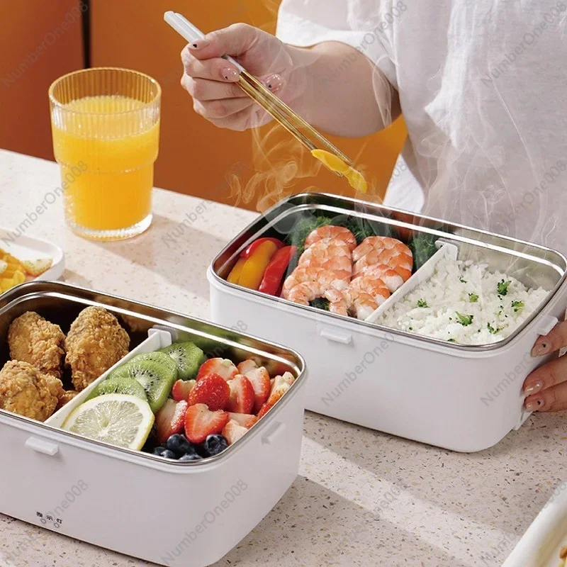 1.8L Car Home Electric Lunch Box 304 Stainless Steel Food Heating Insulation Container Portable Outdoor Cutlery 12V24V/220V