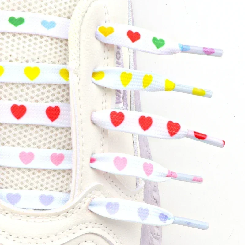 1 Pair Love Heart Shoelaces 8MM Width Laces for Sneakers Kids Adult Rubber Band for Casual Shoes Accessories 120CM/140CM/160CM