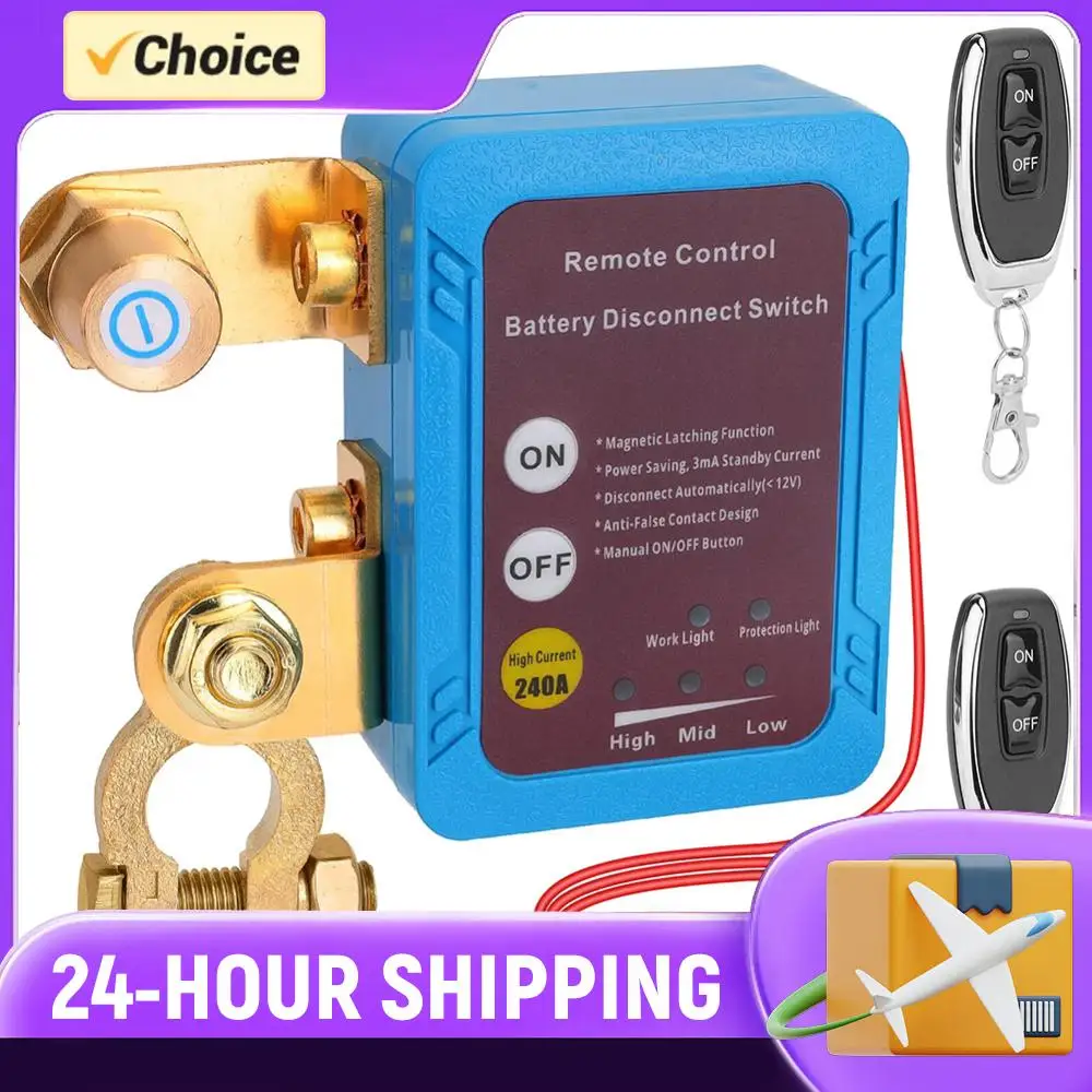 

12V/240A Wireless Dual Remote Wear Resist Automatic Power Shut Off Switch Low Voltage Protect for Boats RVs Trailers Motorcycles
