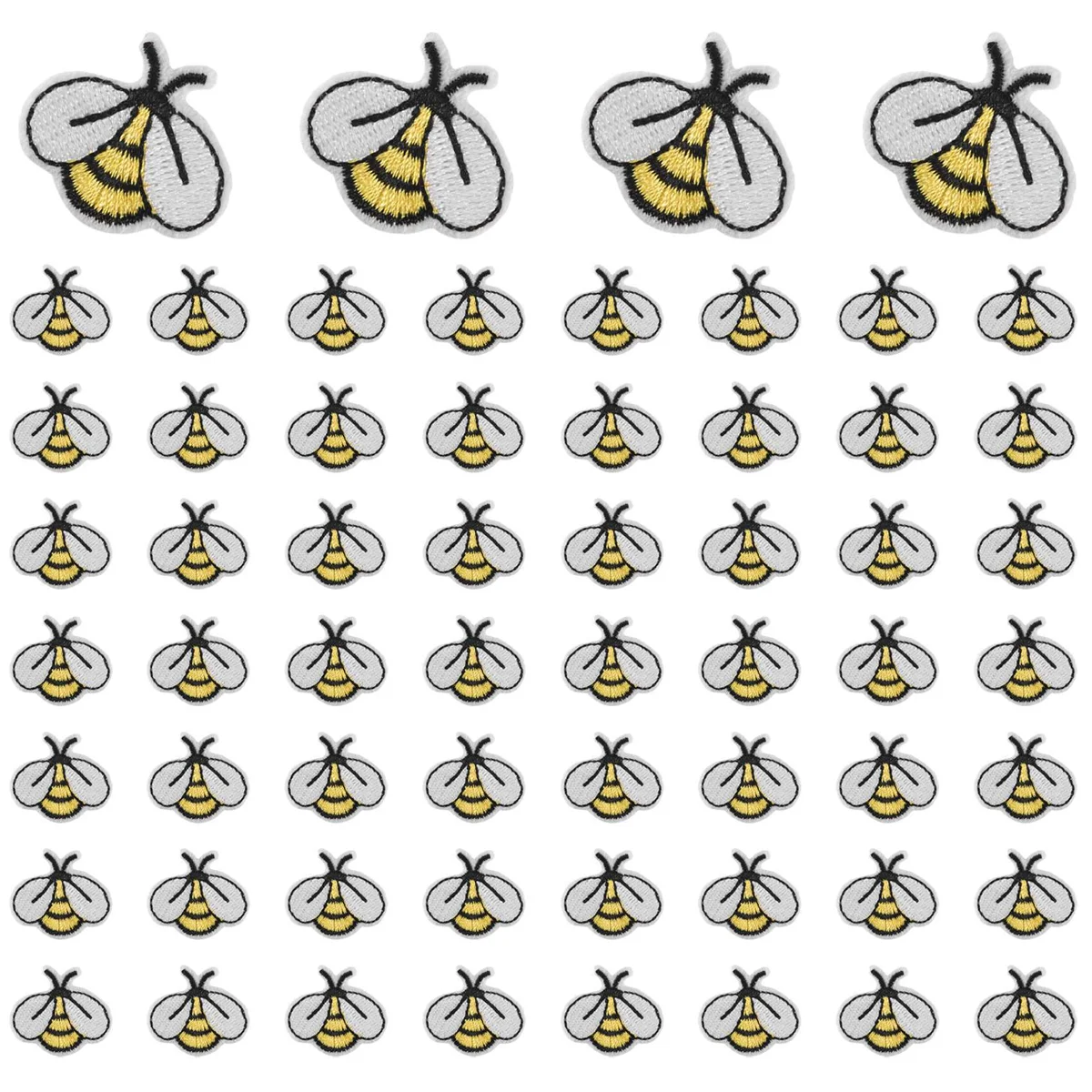 60PCS Bee Embroidered Patches,Cute Bumble Iron on Embroidered Applique Decoration Sewing Patches for Clothes DIY Patches image 4