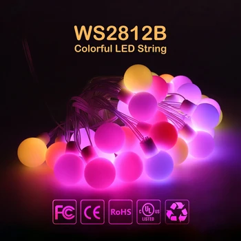 WS2812B Rüya Renkli RGB LED Yuvarlak Top Dize Işıklar Noel Partisi Doğum Günü Dekorasyon Ayrı Ayrı Adreslenebilir IP67 DC5V