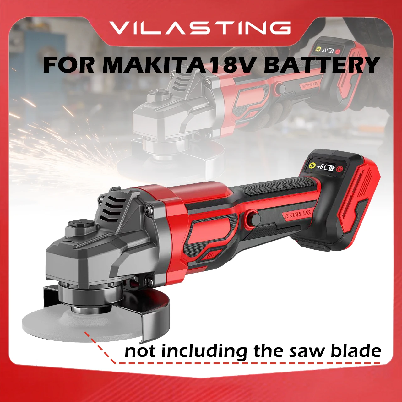 

Бесщеточная угловая шлифовальная машина VILASTING с регулировкой скорости (9 режимов), 100 мм, с ЖК-дисплеем, для аккумуляторов Makita 18В (без аккумулятора)