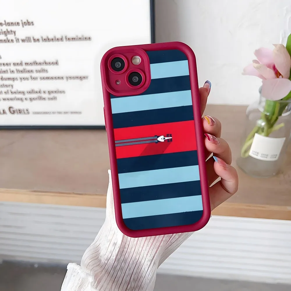 Martini Racing Horizontal Stripe Phone Case Simple Solid Color Matte Silicone Case For IPhone 15 14 13 12 11 Pro Max Plus Soft