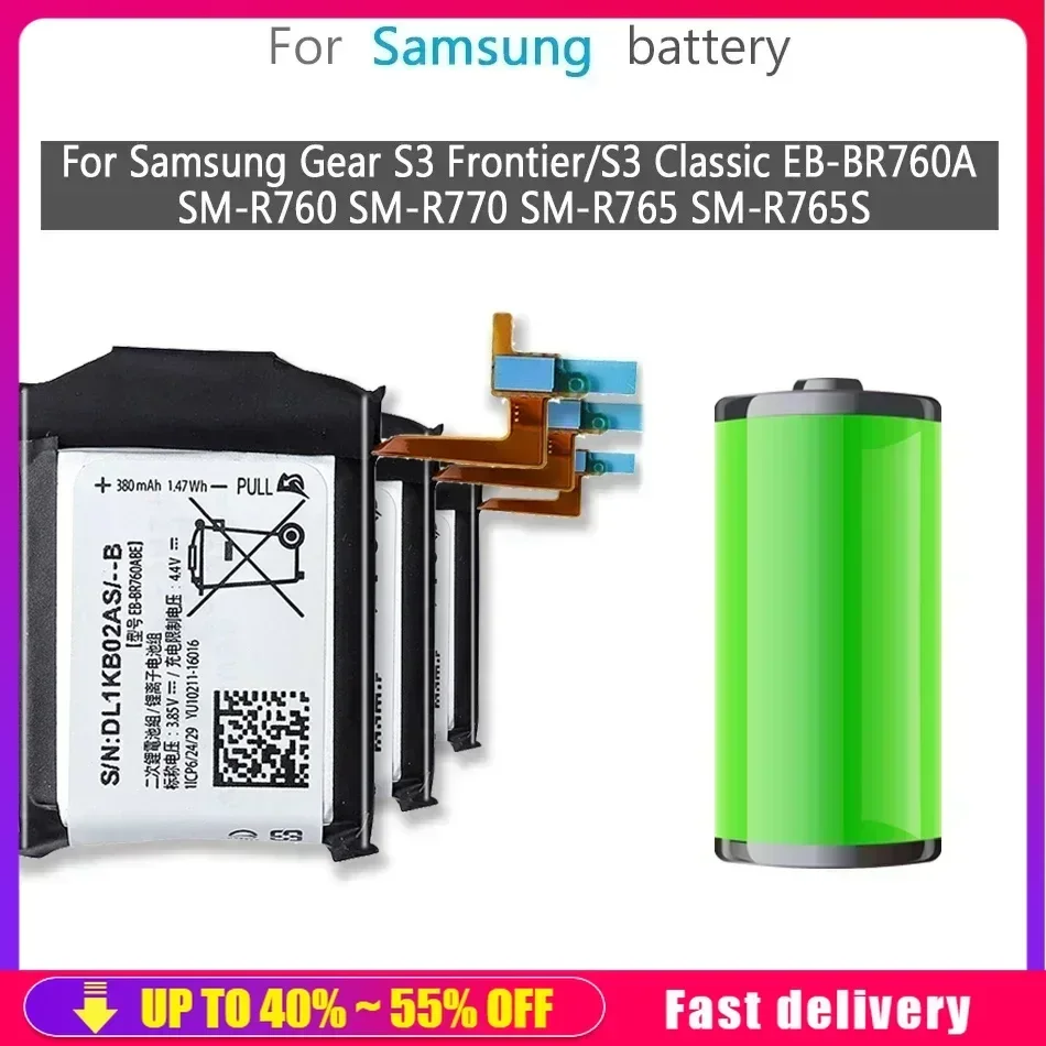 EB-BR760ABE 380mAh Portable Battery For Samsung Gear S3 Frontier/S3 Classic EB-BR760A SM-R760 SM-R770 SM-R765 SM-R765S