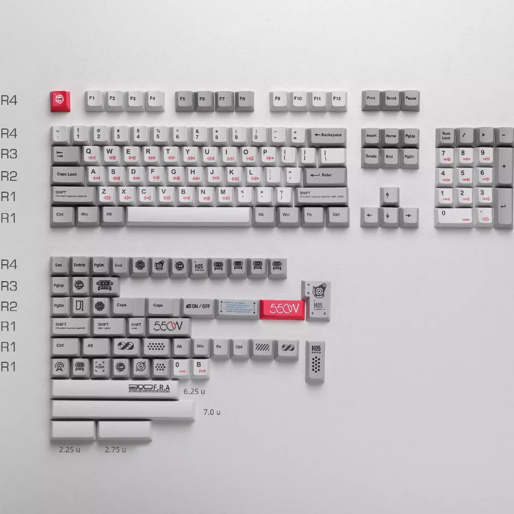 Quantum Computer Theme Keycap Set 155Key PBT Custom Retro Style Keyboard Cap Cherry Profile Game Key Cap for Mechanical Keyboard