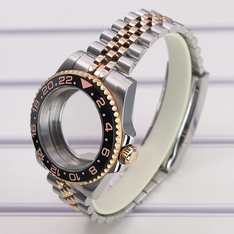 40-mm-GMT-Uhrengehäuse mit Saphirglas für NH35 NH36 NH34 NH38 4R36 ETA2824 Miyota 8215 Uhrwerk Zubehör Jubilee Edelstahl – Detail 4