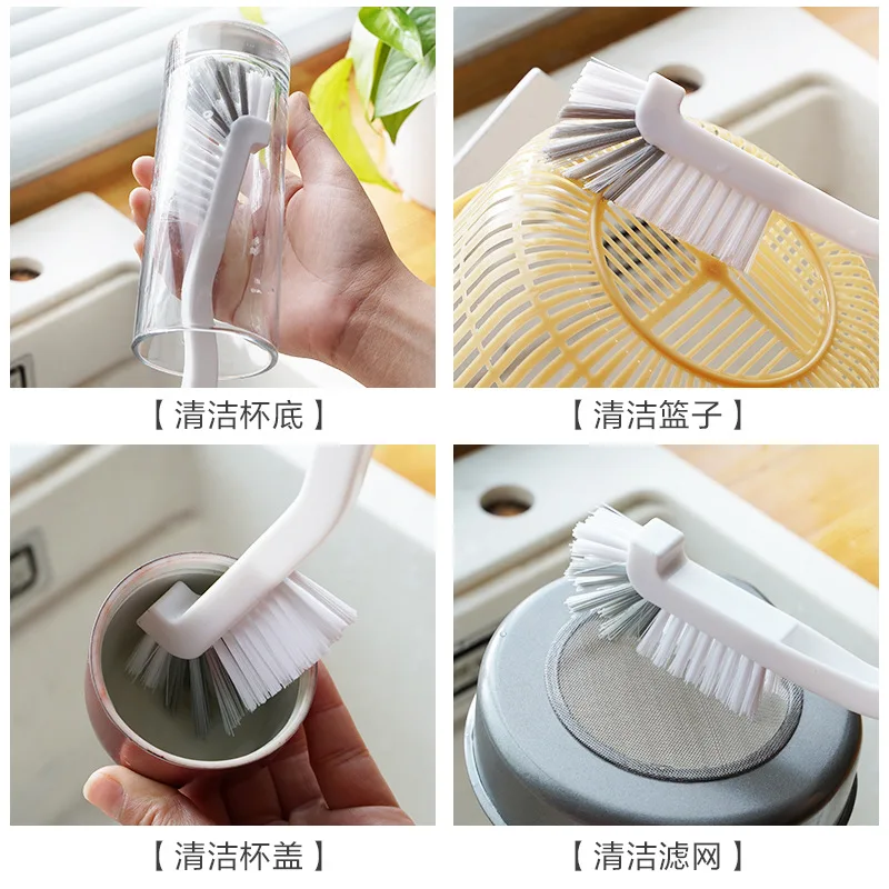 1PCS Kitchen Cleaning Brush Bathroom Bottle Cleaning Brush Corner Lobster Cup Brush Bending Handle Scrubber Curved Accessories