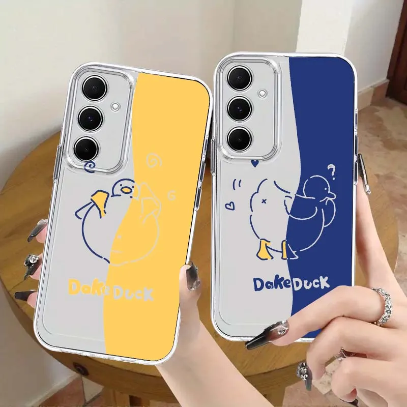 Cartoon Duck Yellow Bow For Samsung Galaxy A54 A35 A33 A32 A31 A30 A30s A25 A23 A22 A21s M23 M13 M12 F12 Phone Case