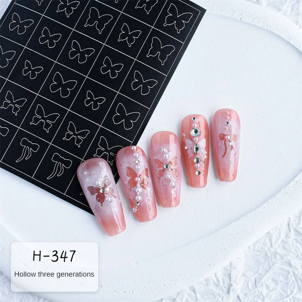 Airbrush Stencil For Nails Heart Butterfly Star Nail Stickers Y2K Charms fiori foglia Stamping piatti modelli di aerografo