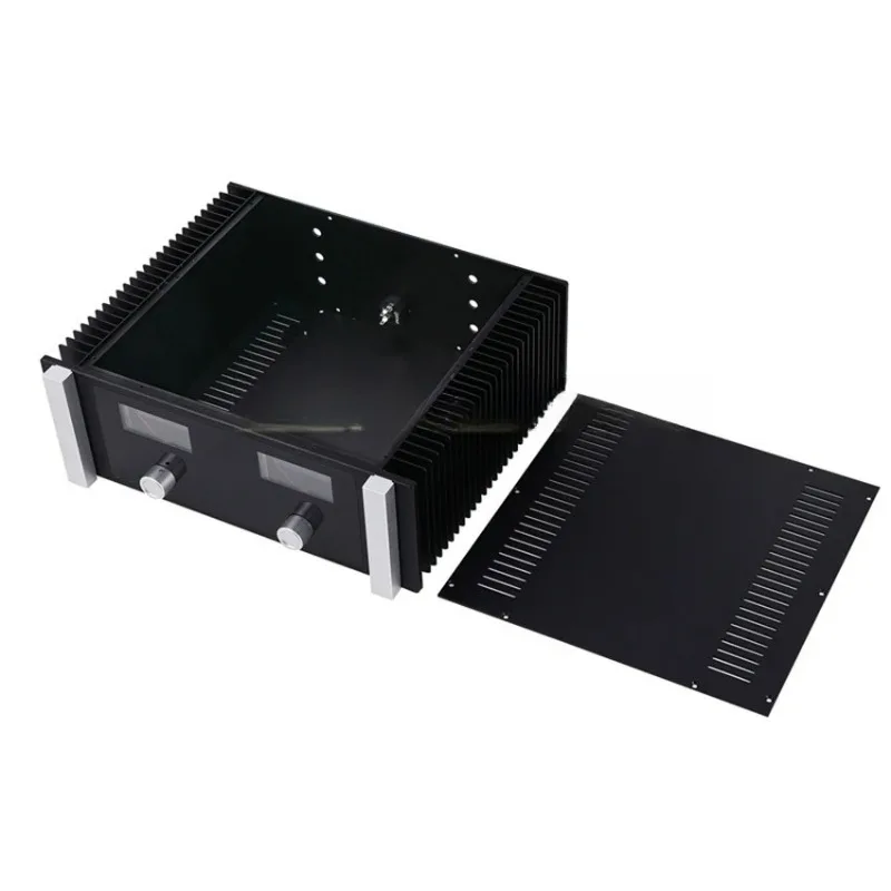 430*350*148mm Power Amplifier Aluminum Enclosure Case Amplifier Chassis with Two Side Heat Sinks Diy Audio Amp Accessories