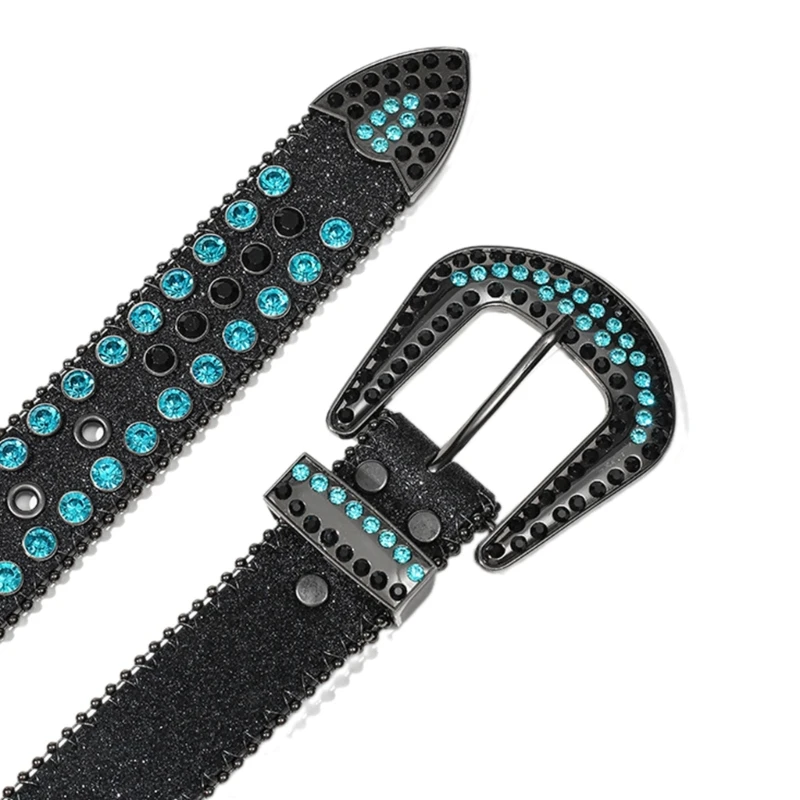 

Adjust Pin Buckle Diamond Waist Belt Adult Western Skull Rivet Belt