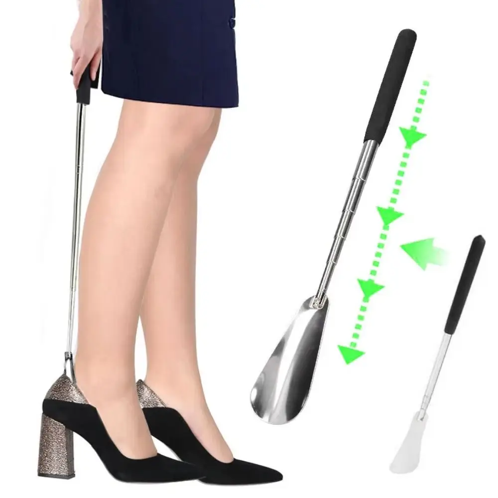 Stainless Steel Extendable Shoe Horn Ergonomic Adjustable Length Telescopic Shoehorn Flexible Design Easy Grip