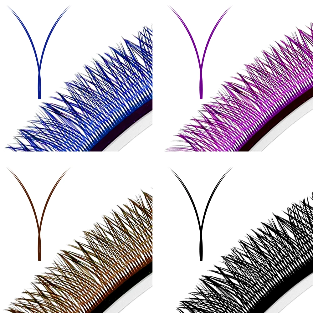 Lakanaku Colored Lashes Y Shape Two Tips Colorful Premium YY Design Fluffy 2D Pre-made Individual Synthetic Lashes