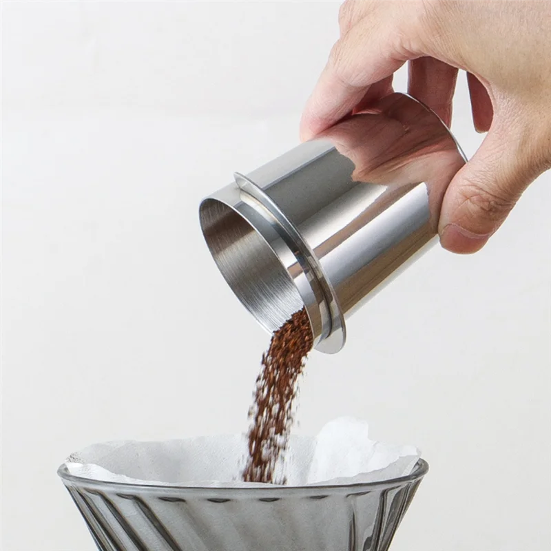 FGGS-Black 58Mm Coffee Dosing Cup Stainless Steel Coffee Cup Transport Cup Stainless Steel Universal Powder Collector Easy Insta