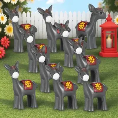 

10Pcs Resin Donkey Miniature Crafts Vivid Holiday Party Wedding Celebration Decorations Gift Donkey Ornament Gardening Ornaments