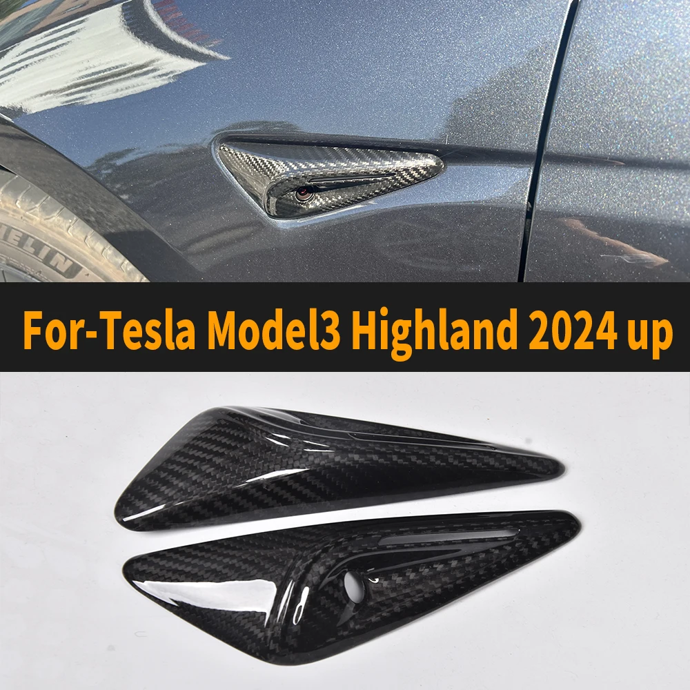 

Защитная крышка боковой камеры автомобиля для Tesla Model3 Highland 2024, высококачественная сухая крышка из углеродного волокна, внешние аксессуары