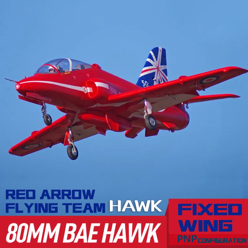 FMS 80mm Ducted Fan EDF Jet Bae Hawk Red Arrow 6CH with Flaps Retracts Reflex Gyro PNP Hobby Model Plane RC AirplaneAircraft