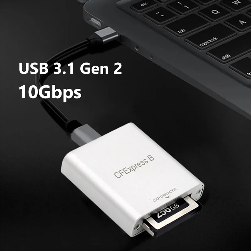 AEE7-قارئ بطاقات محمول من النوع C إلى Cfexpress B بسرعة 10 جيجابت في الثانية قارئ بطاقات الذاكرة بدون محرك لأجهزة الكمبيوتر المحمول والهاتف Chromebook