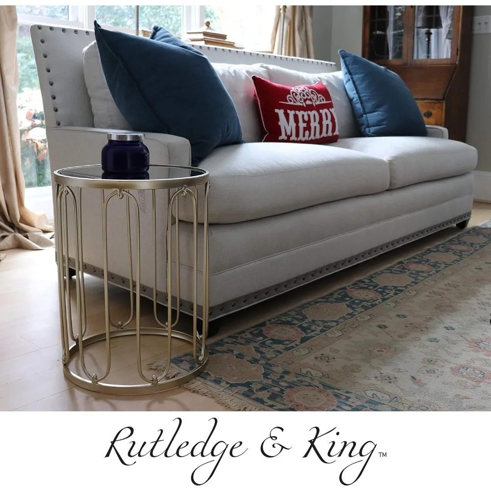 Gold Round Nesting End Table Set with Mirrored Tops by Rutledge & King Braswell