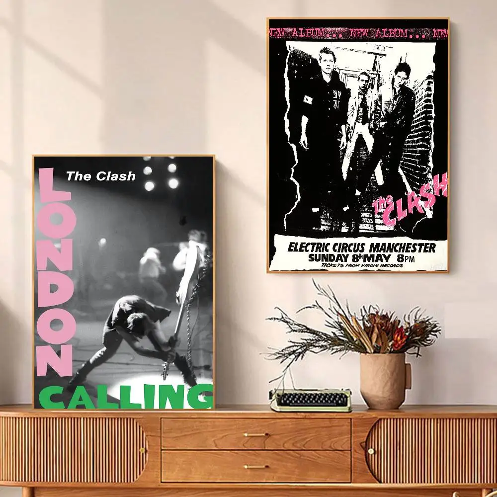 كلاش ذا باند ورق أبيض ملصق يتوهم الجدار ملصق لغرفة المعيشة زخارف للحانات ديكور ملصقات جدار الفن #6