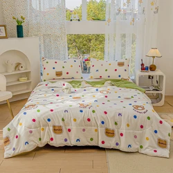 Cartoon Bears Flowers Comforter Machine Washable Air-conditioning Quilt Summer Thin Bed Quilts Nordic Bed Duvets for Kids Teens