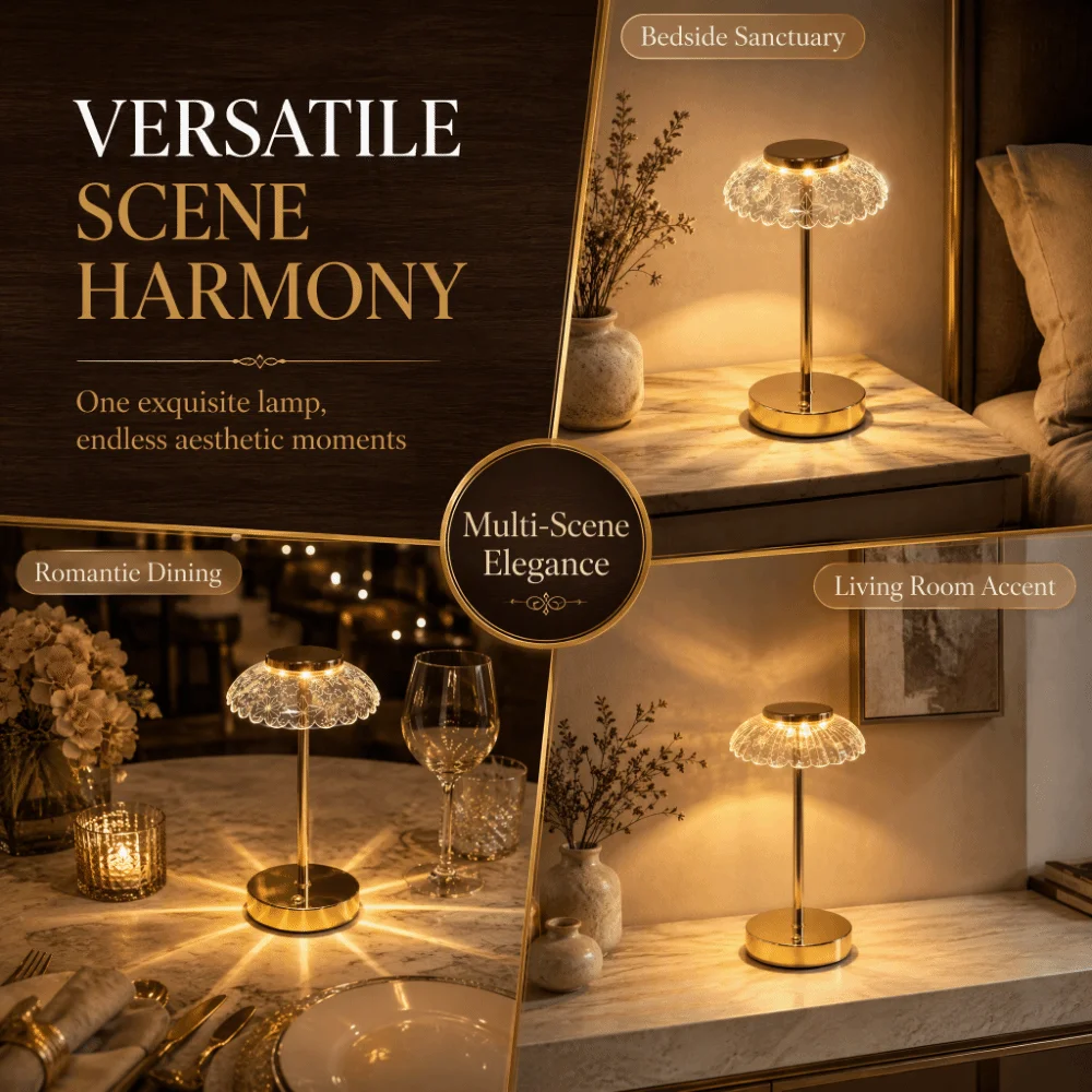 Ornament Petal Shape Petal Table Lamp Mid-Century Vintage Table Lamp Retro Creative Night Light Living Room