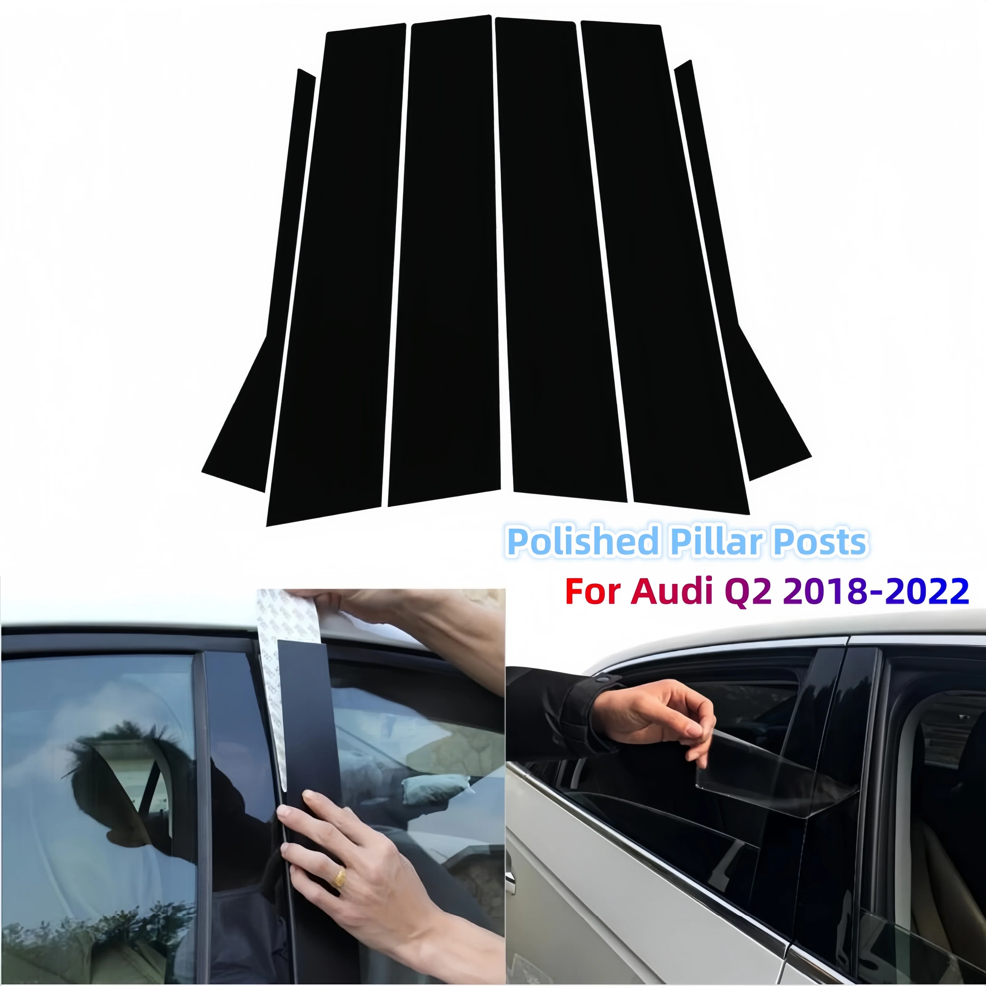 

Глянцевые черные полированные накладки на стойки для Audi Q2 Q2L 2018-2023, декоративные наклейки на оконные стойки BC, аксессуары