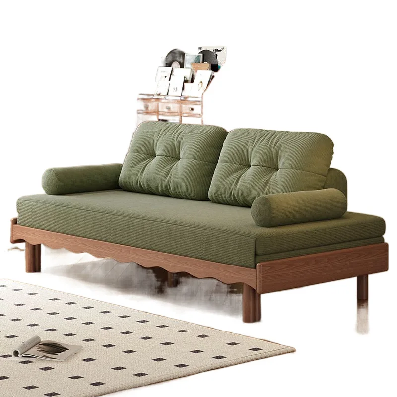 

Ash wood sofa bed push pull bed living room study pull out nap simple bedroom second bedroom