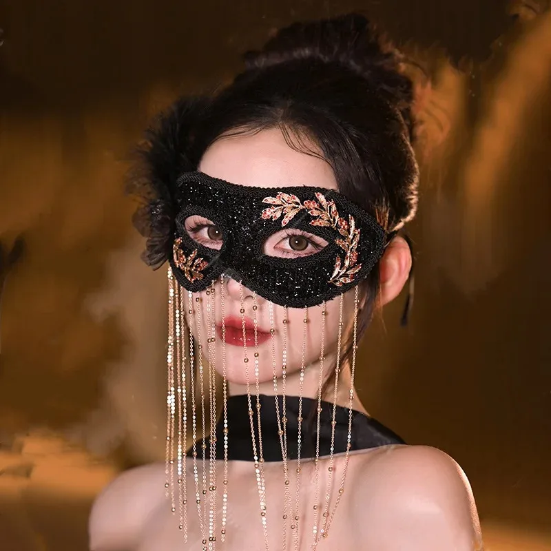 디자이너 반짝 이는 레이스 Masquerade 여성 헤드 피스 변장 의상 소품 베네치아 파티 댄스 파티 Masques Carnaval Mask