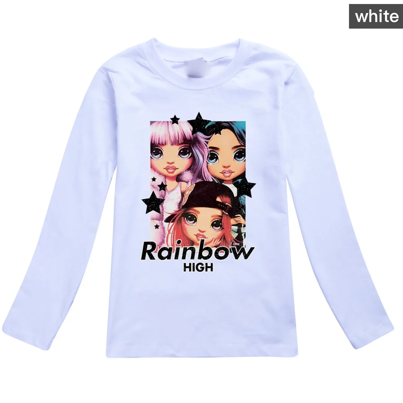 Rainbow High Printed Baby Boys T-shirt 2024 Fashion Autumn Kids Long Sleeve Tees Cotton Cartoon Children Clothes Tops Tshirts