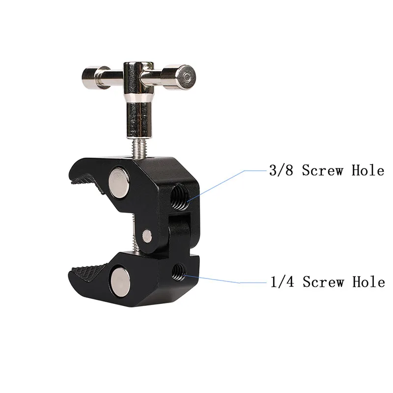 For Gopro Dji DSLR Action Camera Accessories Super Clamp Clip Aluminum Alloy Metal Bracket 1/4 To 3/8 Screw 1/4 Ball Head