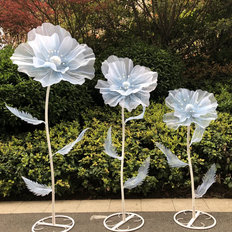 New Wedding Road Lead Flowers Wedding Stage Layout Decoration Home Garden Ornaments Window Net Gauze Flower Mesh Flower Stand