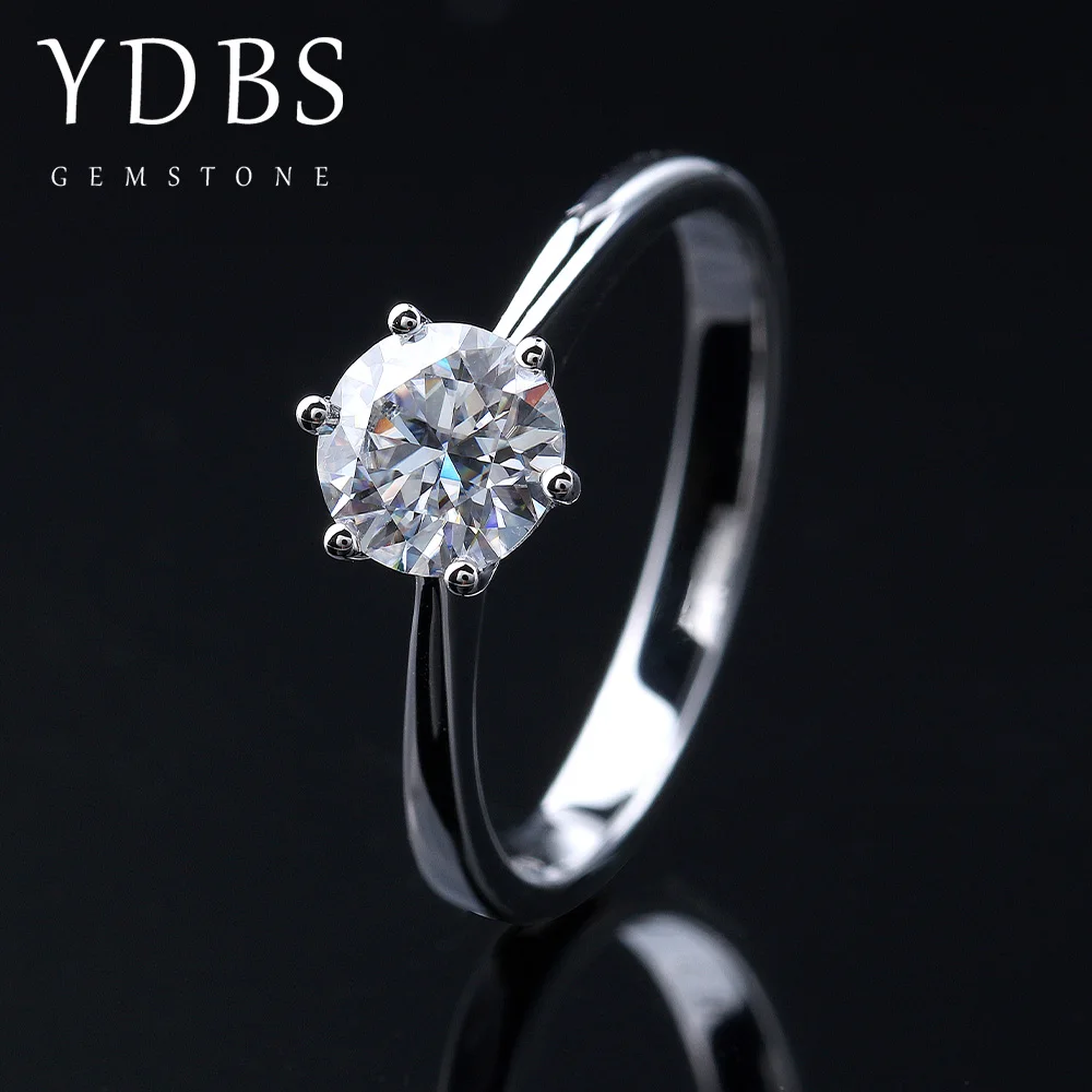 

1.0ctw 6.5mm Round Excellent D Color Moissanite Engagement Ring Solid Real 14k White Gold for Women Test Positive