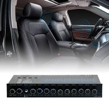 Car audio equalizer 9 equalization bands eq 12v dc dsp chip adjustable for boat rv car metal subwoofer output