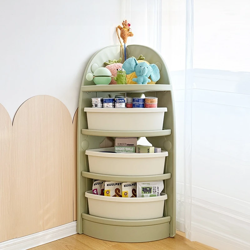 Estante esquinero, armario de almacenamiento para niños, habitación infantil, estante de almacenamiento de juguetes para bebés, caja de almacenamiento multicapa