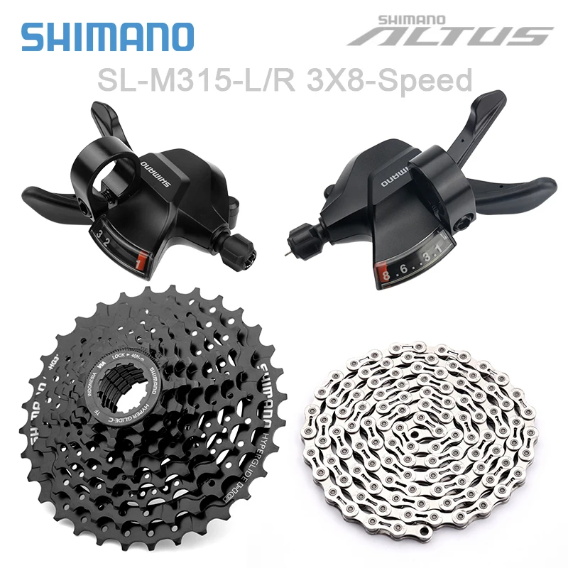 SHIMANO SL-M315 L/R kit Shifter HG31 32T/34T chain HG71/HG40 and KMC X8PL 112L 3x8S MTB Groupset 8S Groupset cassette