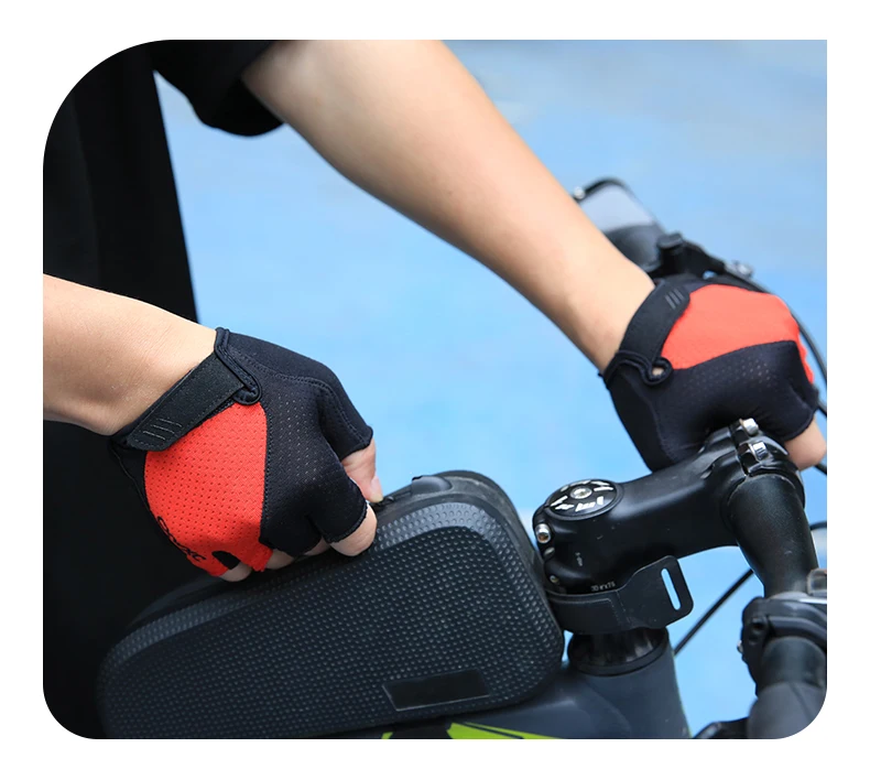 Fahrradhandschuhe mit halben Fingern, stoßfest, mit dickem GEL-Silikon, atmungsaktiv, rutschfest, für MTB, Rennrad, Radfahren, Schnellverschluss-Handschuhe – Detail 17