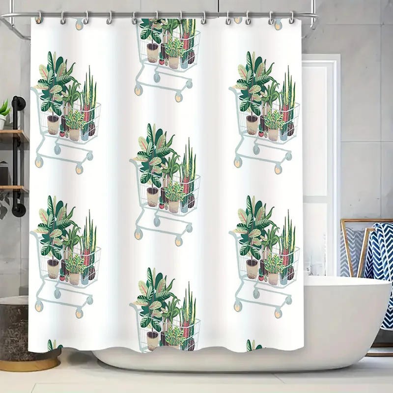 Botanical Shower Curtain Tropical Plants Leafy Greenery Bathroom Decor Nature Vibes Lush Foliage Modern Farmhouse Style Shower L