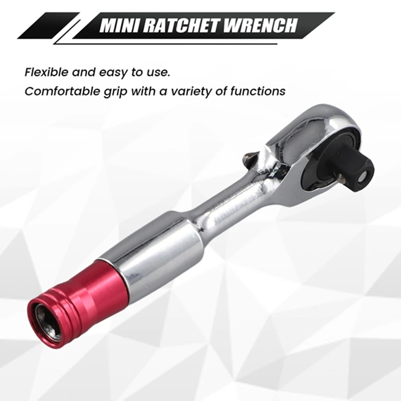 Mini llave hexagonal 2 en 1 para bicicleta, juego de llaves de trinquete 1/4, destornillador, Torques, herramienta de reparación manual