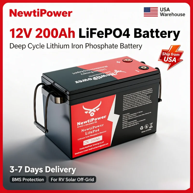 Home Improvement Outlet Stores - NewtiPower 12V 200Ah LiFePO4 Lithium-Eisenphosphat-Batterie mit